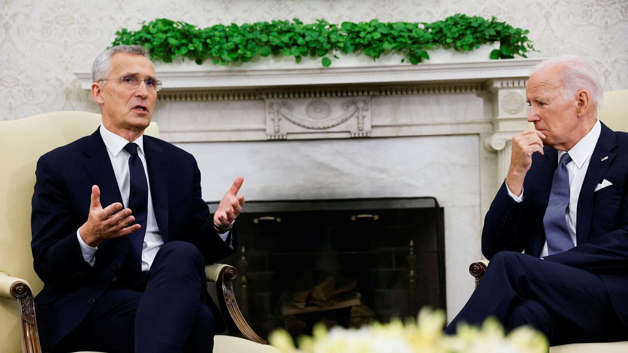US President Joe Biden meets with NATO Secretary-General Jens Stoltenberg in the Oval Office at the White House.