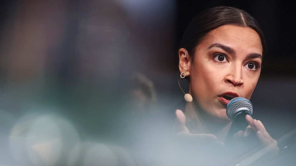 ​US Rep. Alexandria Ocasio-Cortez (D-NY) speaks at the Munich Security Conference on February 13, 2026.