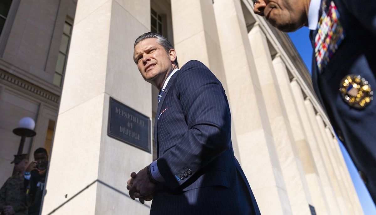 ​US Secretary of Defense Pete Hegseth arrives for his first official day at the Pentagon in Arlington, on Jan. 27, 2025.