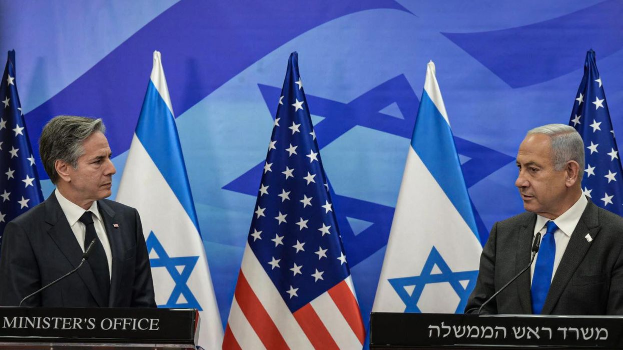 US Secretary of State Anthony Blinken (L) and Israeli Prime Minister Benjamin Netanyahu