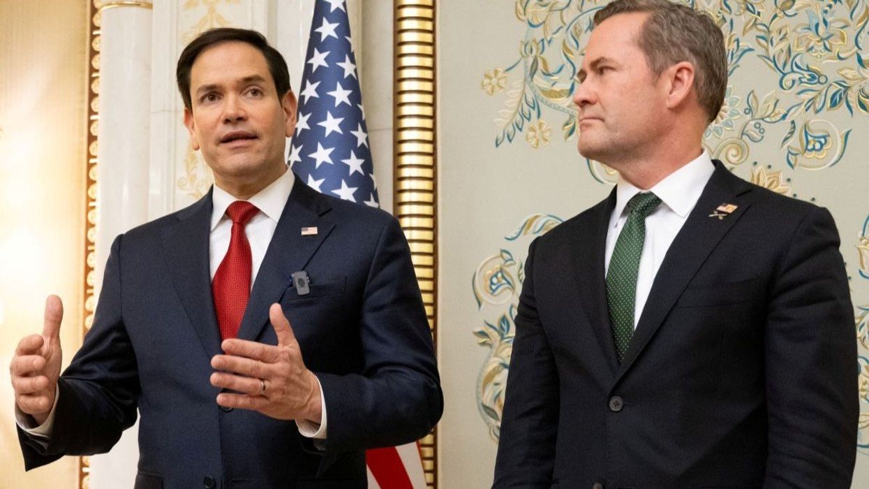 US Secretary of State Marco Rubio and National Security Advisor Mike Waltz speak with the media in Jeddah, Saudi Arabia, on March 11, 2025.