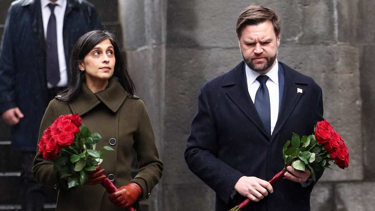 ​US Vice President JD Vance and second lady Usha Vance at the Tsitsernakaberd Armenian Genocide Memorial, in Yerevan, Armenia, February 10, 2026.
