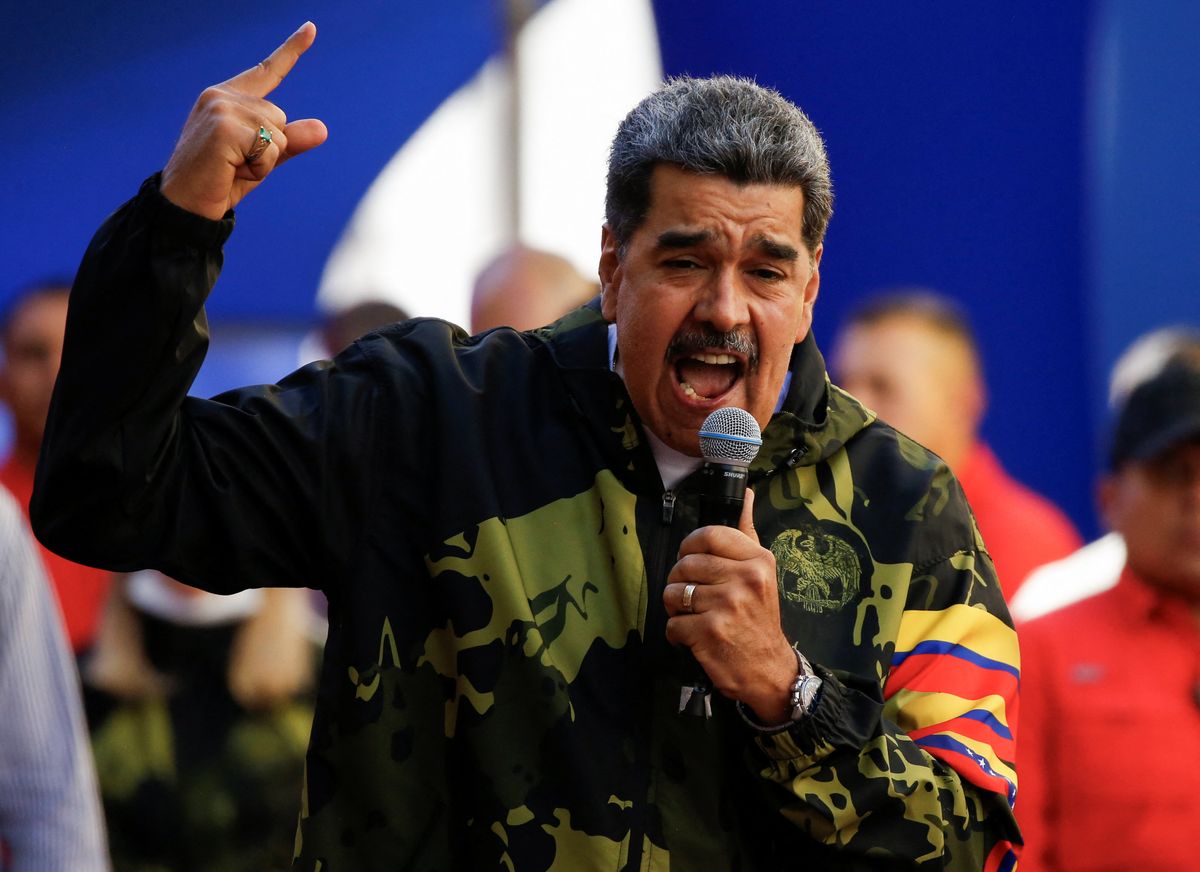 Venezuela's President Nicolas Maduro addresses supporters at an event, in Caracas, Venezuela January 23, 2024.