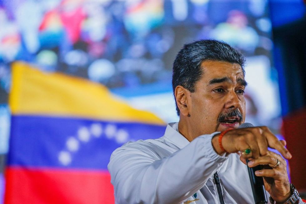 Venezuela's President Nicolas Maduro addresses supporters during an electoral referendum over Venezuela's rights to the potentially oil-rich region of Esequiba, which has long been the subject of a border dispute between Venezuela and Guyana, in Caracas, Venezuela, December 3, 2023. 