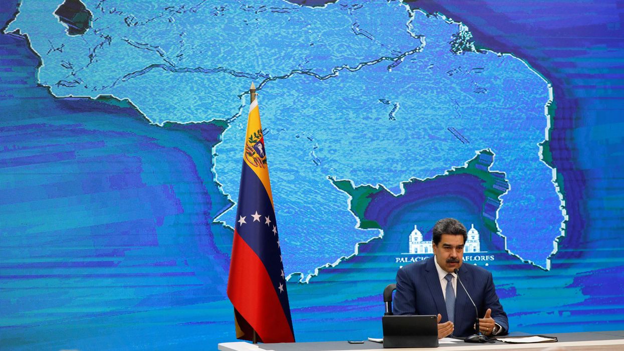 Venezuela's President Nicolas Maduro addresses the media from the Miraflores Palace, in Caracas, Venezuela August 16, 2021