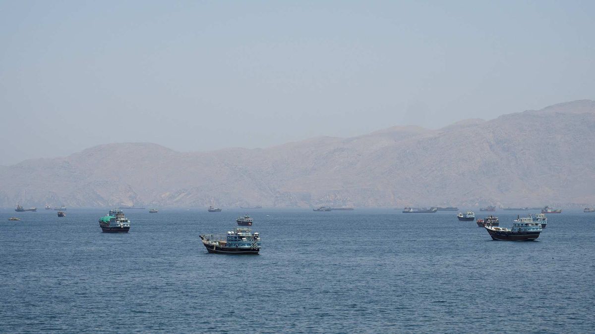 ​Vessels in the Strait of Hormuz, Musandam, Oman, May 6, 2026.