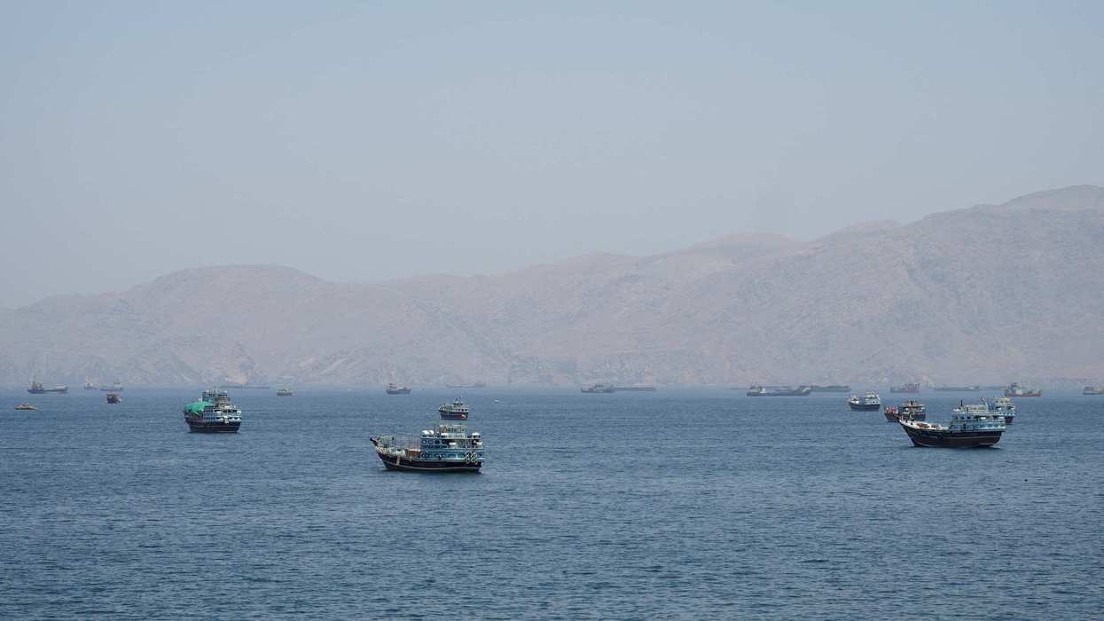 Vessels in the Strait of Hormuz, Musandam, Oman, May 6, 2026.