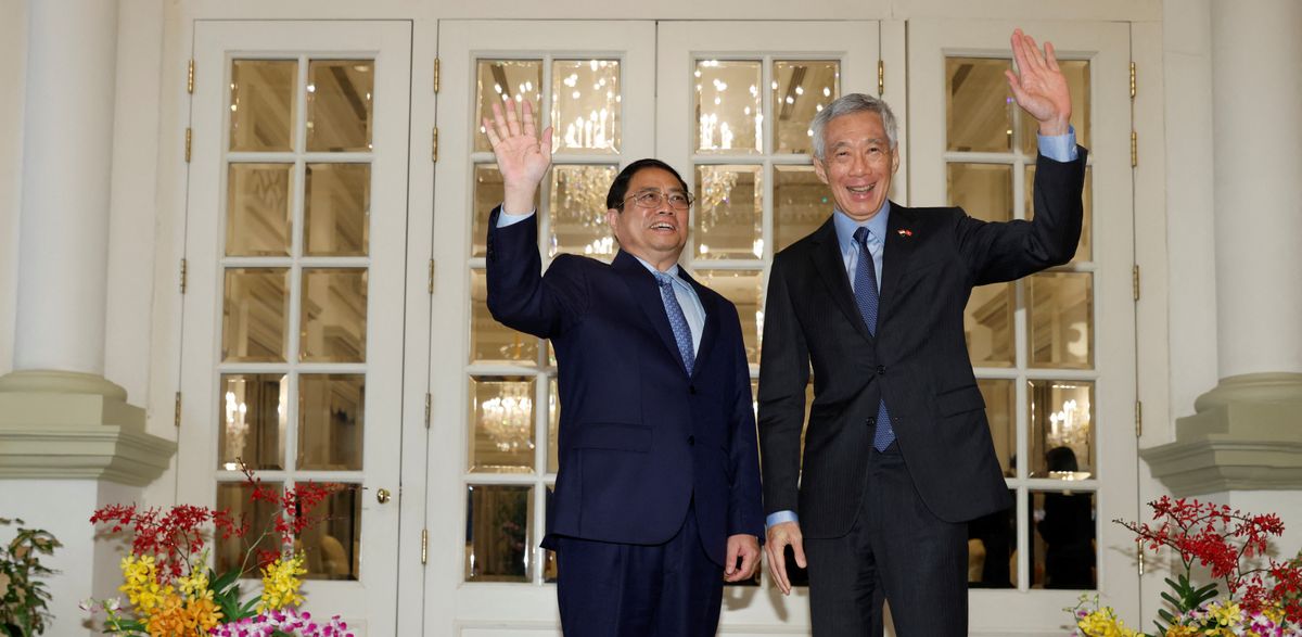 ​Vietnam's Prime Minister Pham Minh Chinh meets with Singapore's Prime Minister Lee Hsien Loong at the Istana in Singapore February 9, 2023.