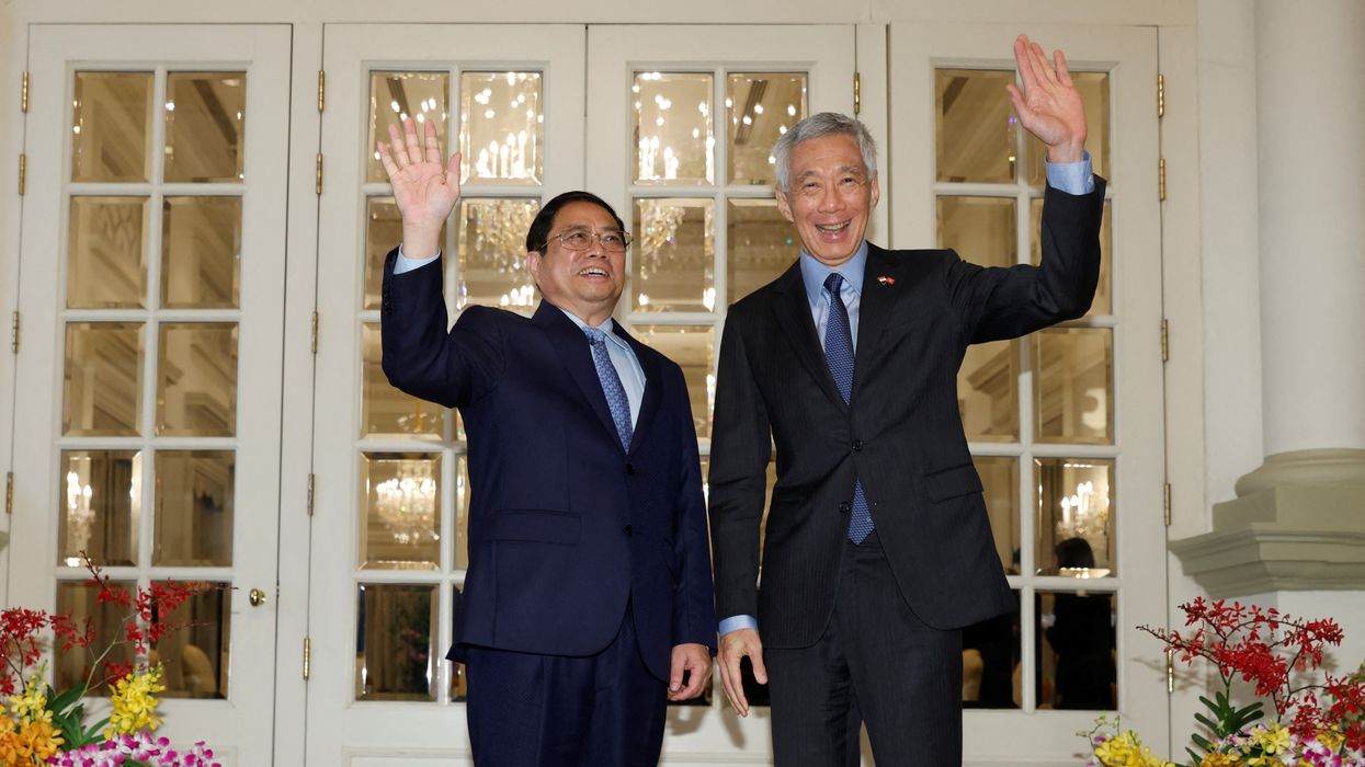 Vietnam's Prime Minister Pham Minh Chinh meets with Singapore's Prime Minister Lee Hsien Loong at the Istana in Singapore February 9, 2023.