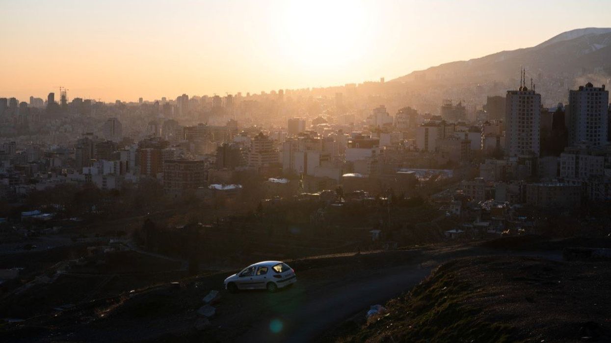 View of Tehran at sunset on February 26th, 2025.