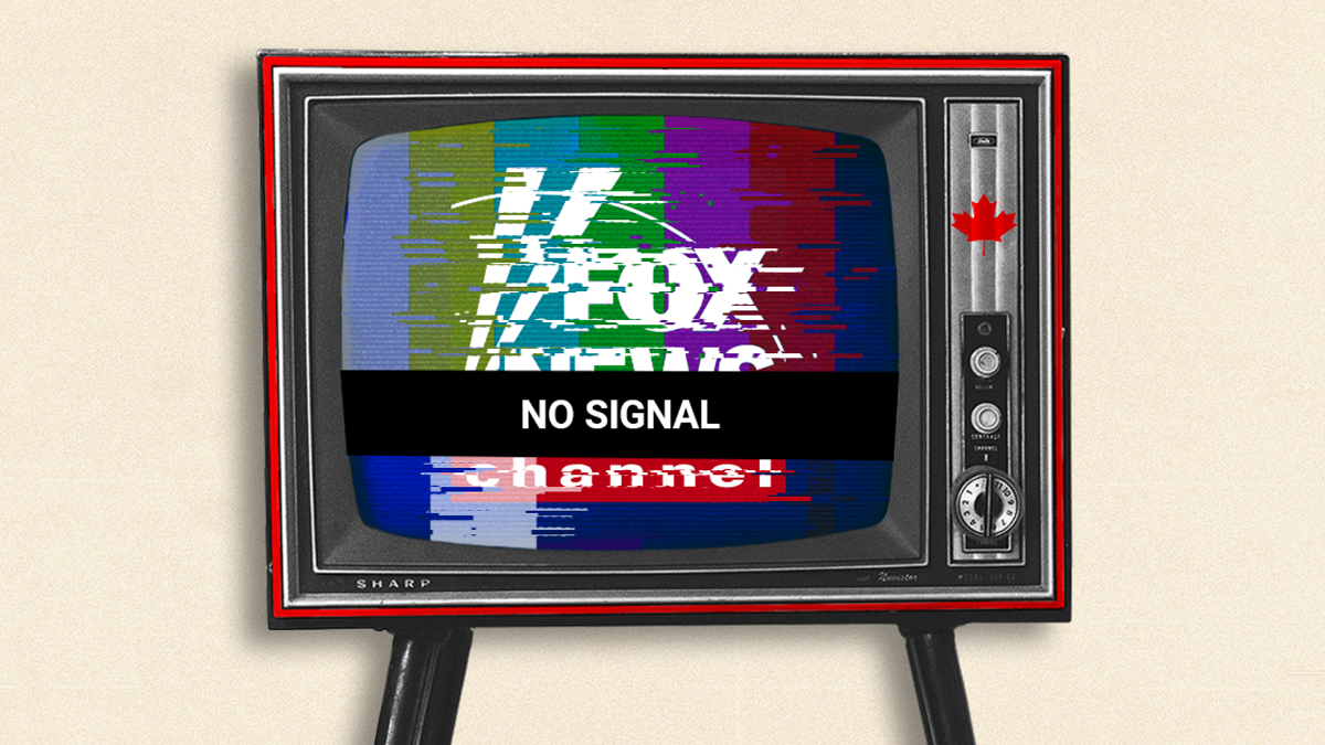 Vintage TV set showing bad signal with Fox News logo