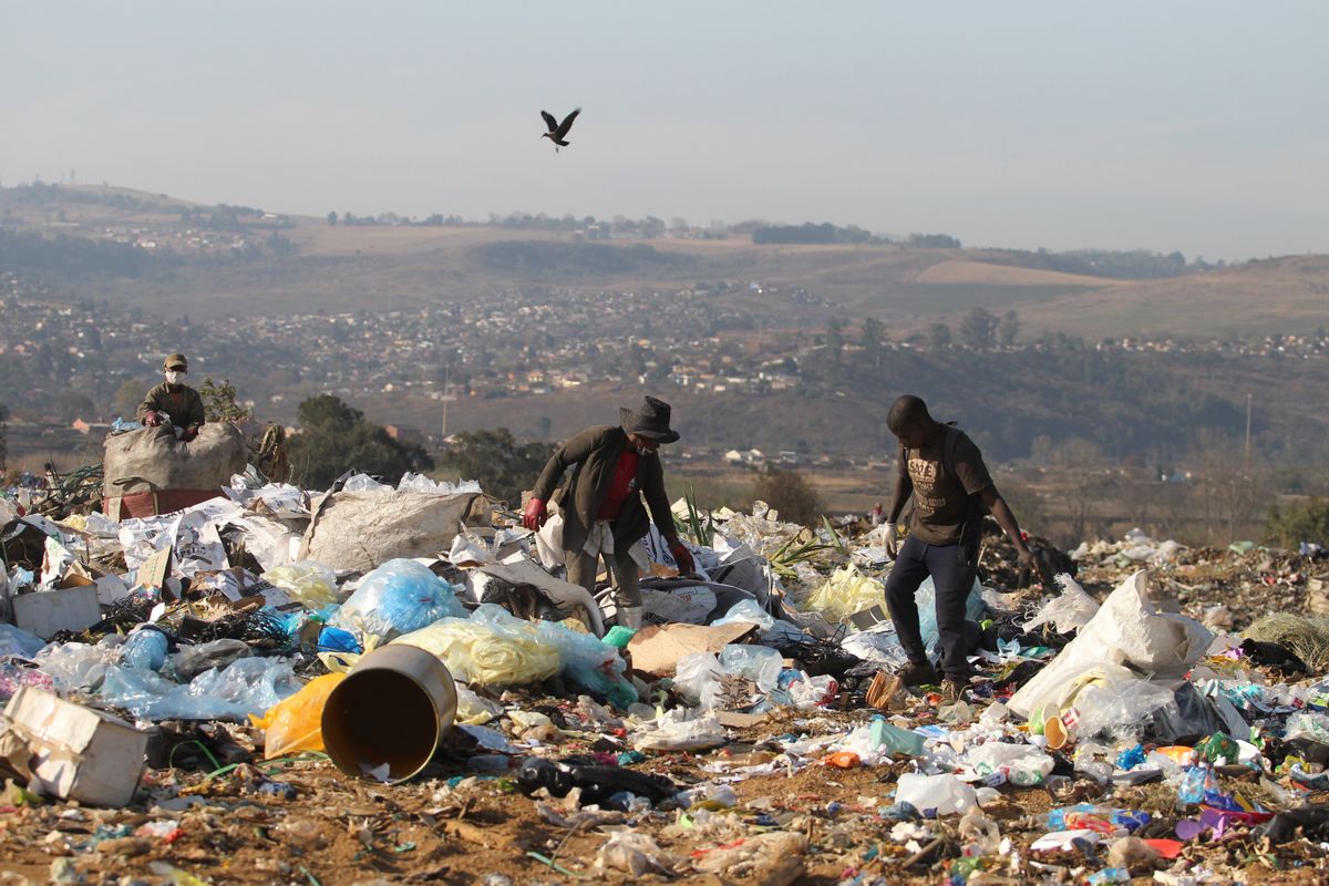 Waste pickers roam collecting waste in Durban, South Africa