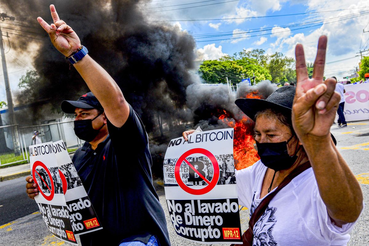 What We’re Watching: Salvadorans protest Bitcoin, meet Aukus, no COVID pass no job in Italy