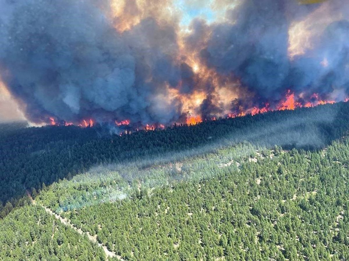 Wildfires spread after lightning strikes in British Columbia, Canada, on July 01, 2021.