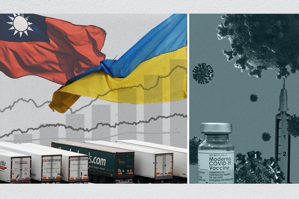 Will we finally ditch COVID in 2022? | custom graphic including photo of Moderna COVID-19 vaccine bottle and syringe