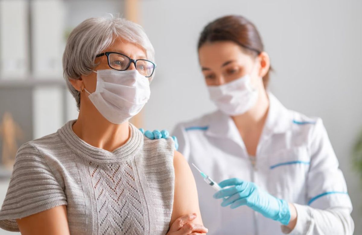 Woman getting vaccinated
