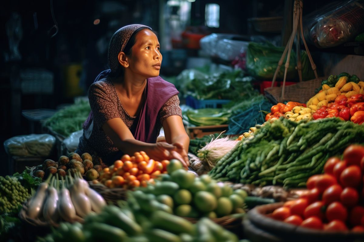 Woman selling fruits and vegetables