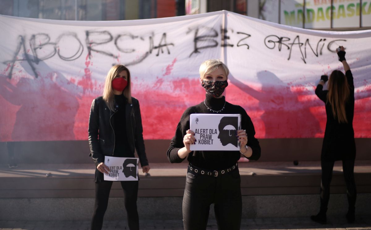 Women protest against imposing further restrictions on abortion law in Poland in Szczecin. Reuters