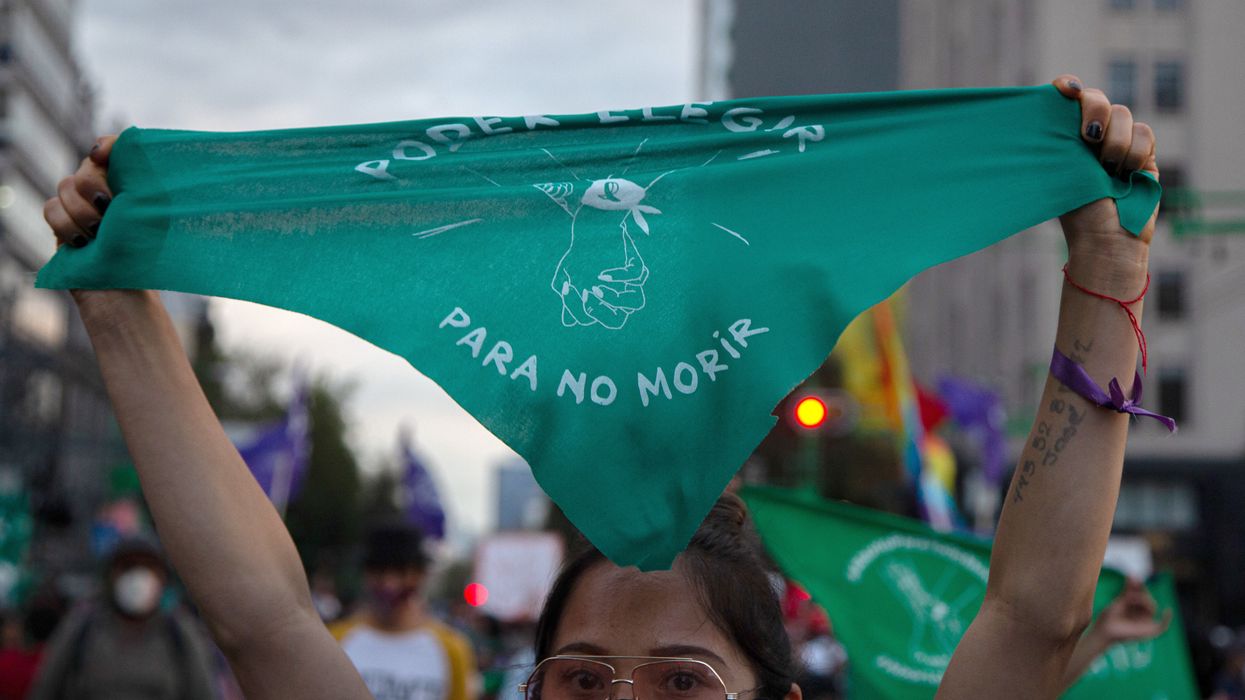 Women take part in a protest in Mexico City to demand abortions are legalized in the country. Reuters
