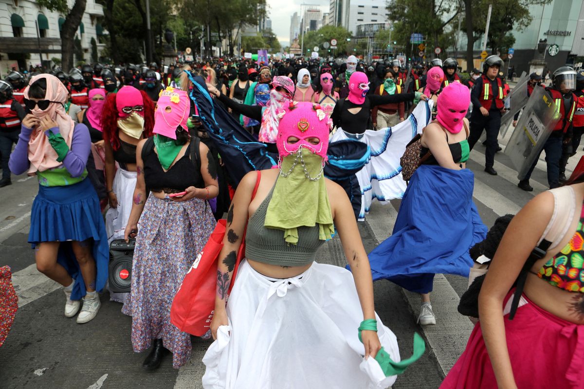 Women take part in a protest in support of safe and legal abortion access in Mexico City.