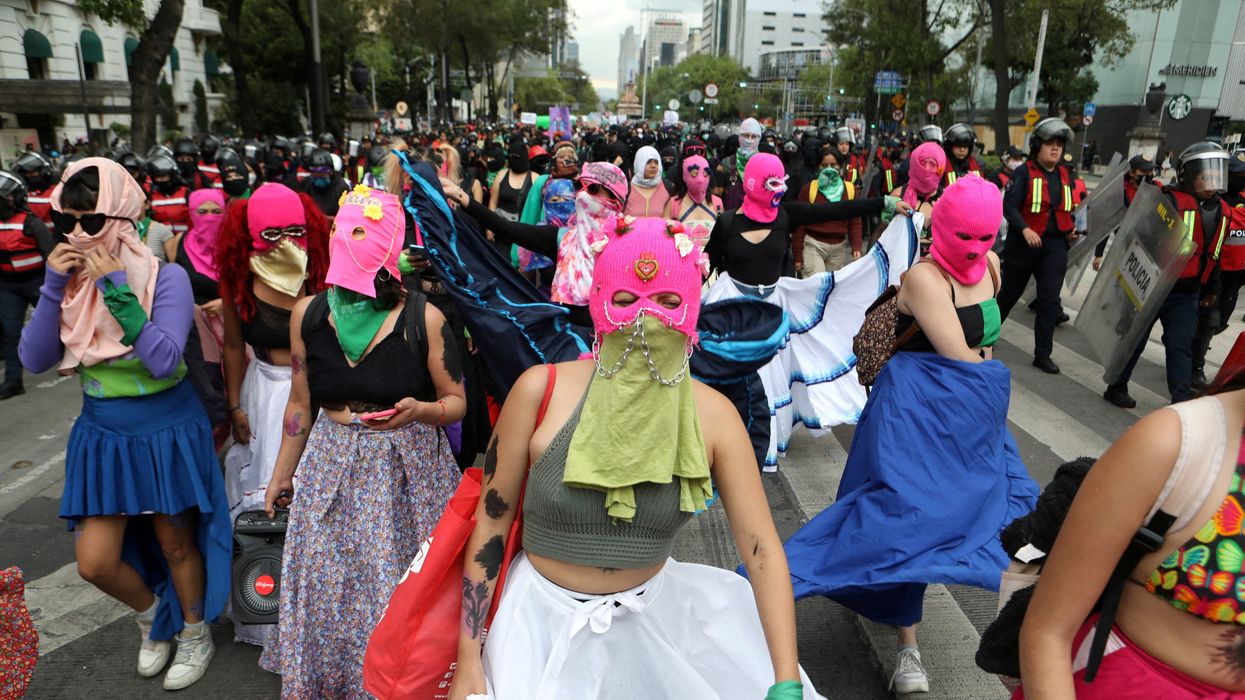 Women take part in a protest in support of safe and legal abortion access in Mexico City.