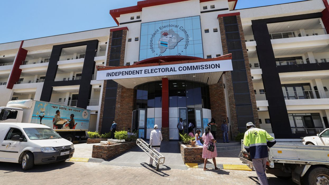Workers are seen outside of the Independent Electoral Commission, where votes will be tallied, on the day before the election, in Gaborone, Botswana October 29, 2024.