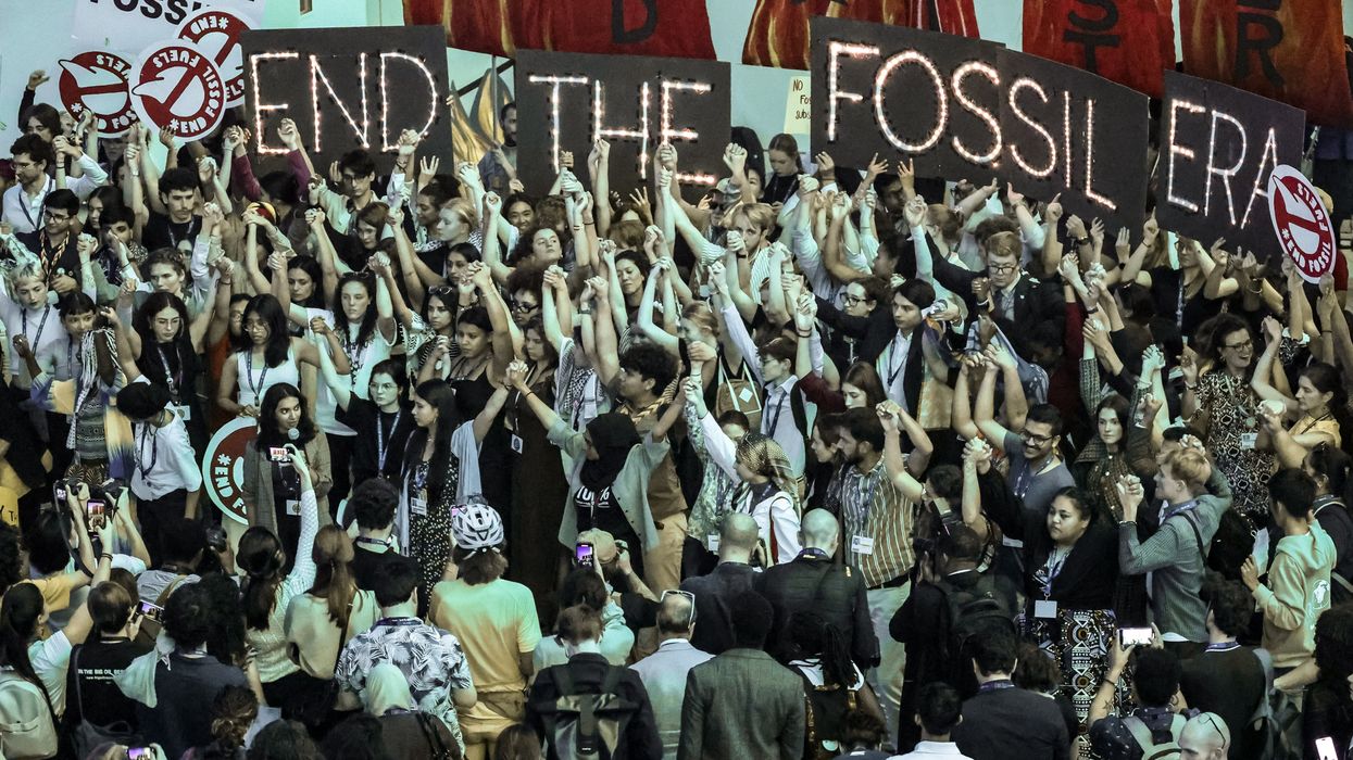 Young activist stage the last protest in COP28 conference venue.