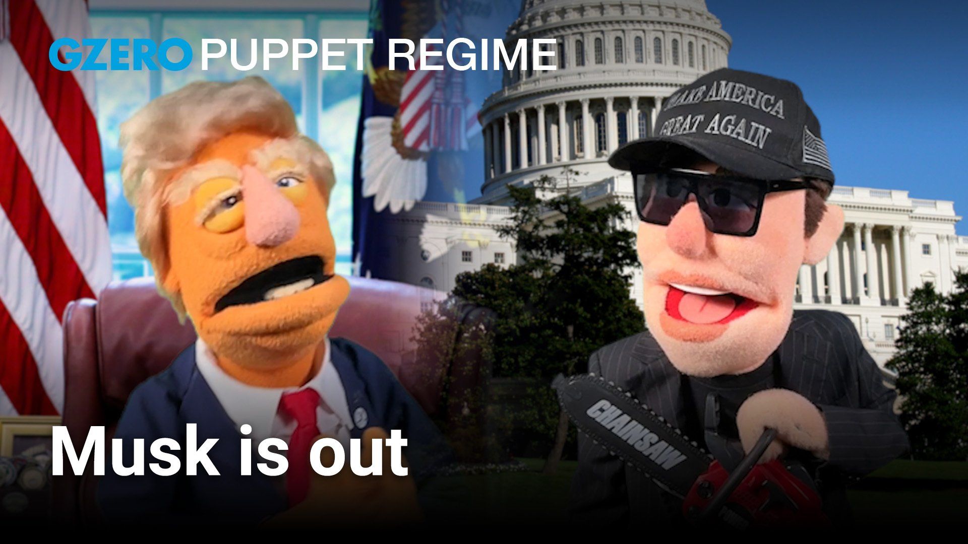 GZERO PUPPET REGIME | Trump puppet and Musk puppet side by side | Musk is out